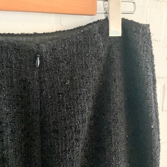 Vintage Luisa Spagnoli Pencil Skirt Tweed Black Metallic Business Casual Sz M - Picture 7 of 13